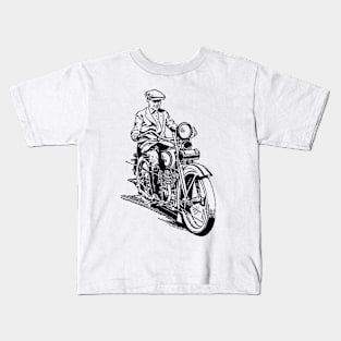 Vintage Old School Motorcycle Rider Graphic Kids T-Shirt